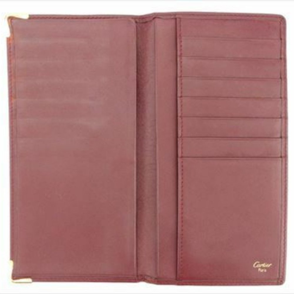 Cartier Wallet Purse Mastline Red Gold leather Woman unisex Authentic Used - Picture 5 of 8